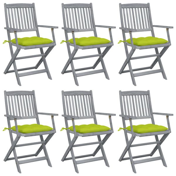 vidaXL Chaises pliables d'ext&eacute;rieur lot de 6 et coussins Bois d'acacia