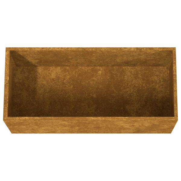 Pot Rectangulaire En Acier Corten - Finition Vieillie, Résistant Aux UV - Pour Extérieur, Balcon, Jardin