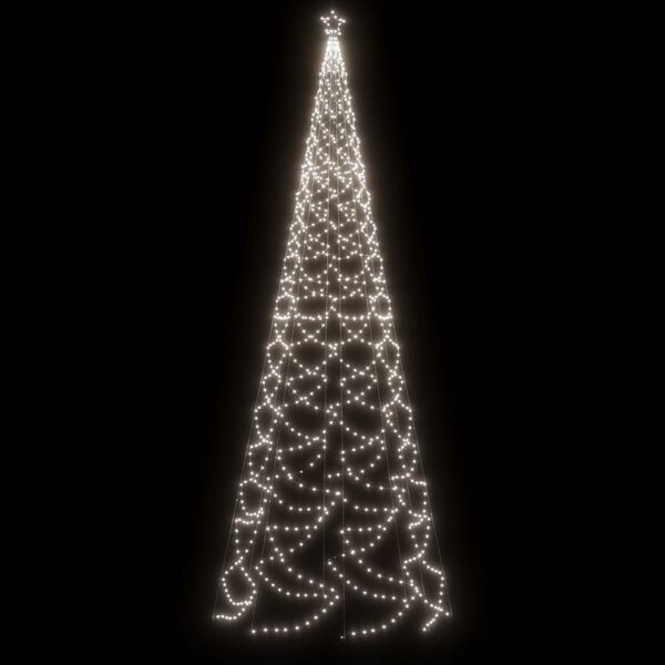 vidaXL Arbre de No&euml;l avec poteau en m&eacute;tal 1400 LED blanches froides 5m