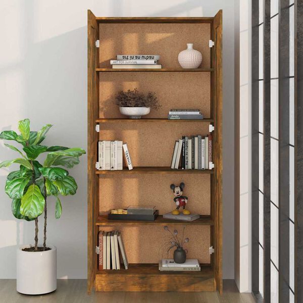 vidaXL Armoire à livres Chêne fumé 82,5x30,5x185,5cm Bois d'ingénierie