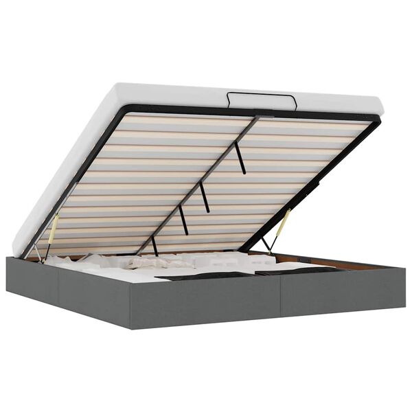 VidaXL Cadre de lit ottoman sans matelas gris fonc&eacute; 160x200 cm tissu