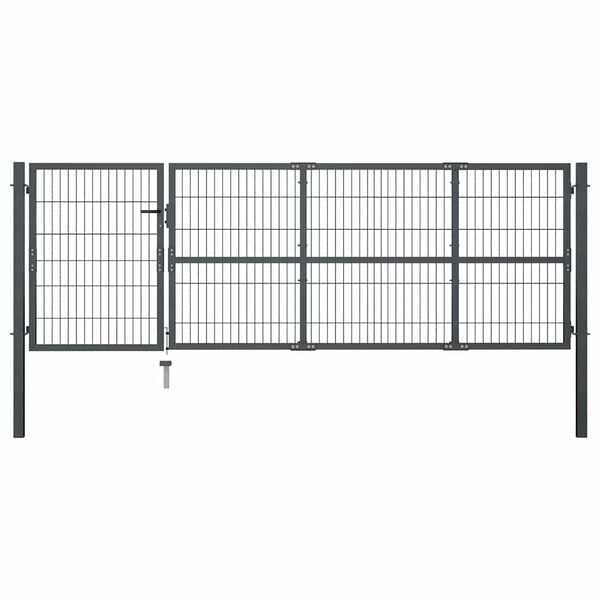 vidaXL Portail de jardin avec poteaux en acier 350 x 100 cm anthracite
