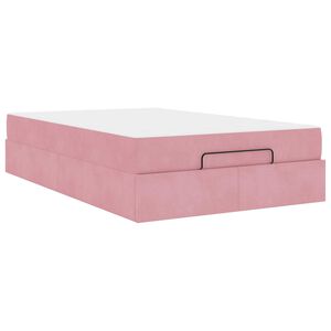 vidaXL Cadre de lit avec matelas Rose 120 x 190 cm Velours
