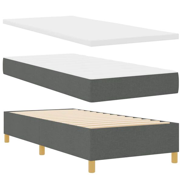 vidaXL Lit &agrave; ressorts avec matelas Gris fonc&eacute; 90 x 200 cm tissu