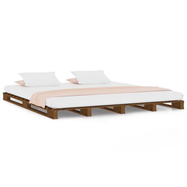 vidaXL Lit de palette sans matelas marron miel 140x190 cm bois massif