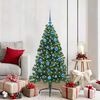 vidaXL Sapin de No&euml;l artificiel pr&eacute;-&eacute;clair&eacute; Vert 150 cm PVC