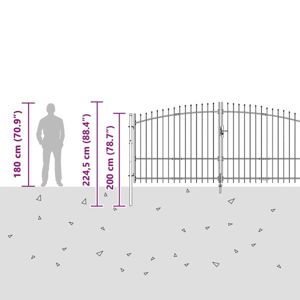 vidaXL Porte de Jardin Woerden Gris 100 x 400 cm Acier