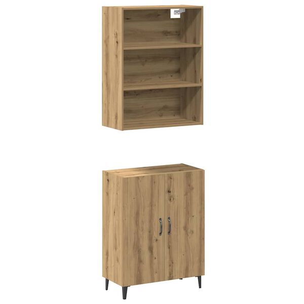 vidaXL Buffet avec armoire murale ch&ecirc;ne artisanal bois d'ing&eacute;nierie