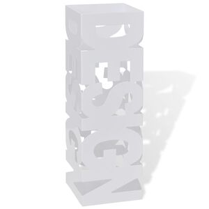 vidaXL Porte-parapluie carr&eacute; &agrave; rangement Blanc Acier 48,5 cm