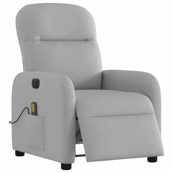 vidaXL Fauteuil de massage inclinable électrique gris nuage tissu