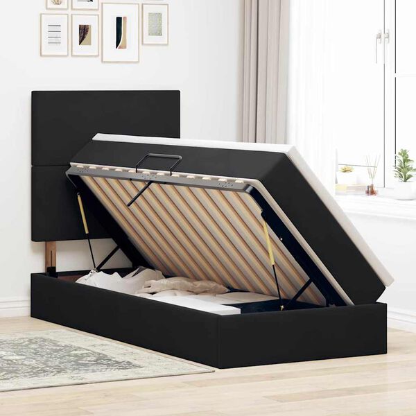 vidaXL Lit avec rangement et matelas Noir 100 x 200 cm Velours