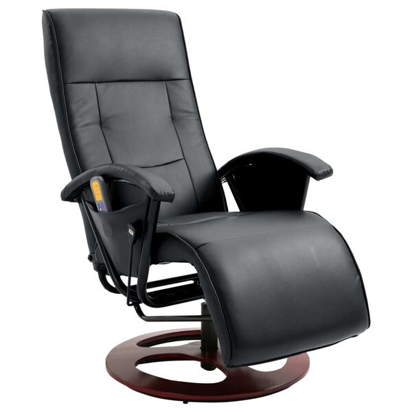 vidaXL Fauteuil de massage Noir Similicuir
