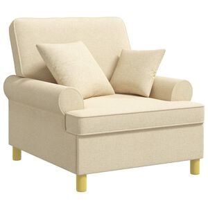 vidaXL Fauteuil XL avec coussins Cr&egrave;me Tissu