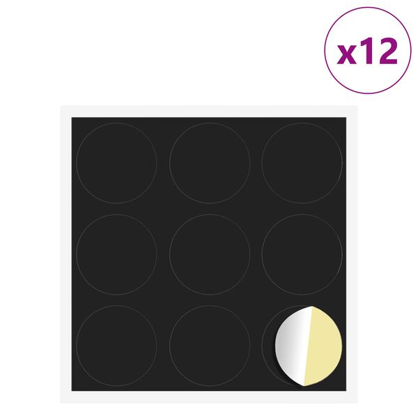 vidaXL Couverture de vis auto-adh&eacute;sive 12 pcs Noir &Oslash; 20 x 0,5 mm