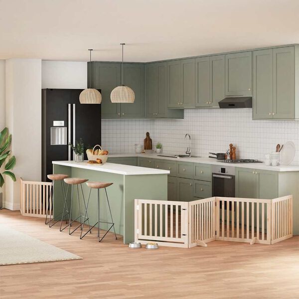 vidaXL Barri&egrave;re pour chien porte pliable 8 panneaux bois de peuplier