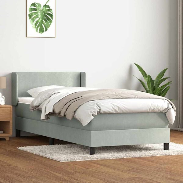 vidaXL Sommier &agrave; lattes de lit et matelas bleu fonc&eacute; 80x220 cm velours
