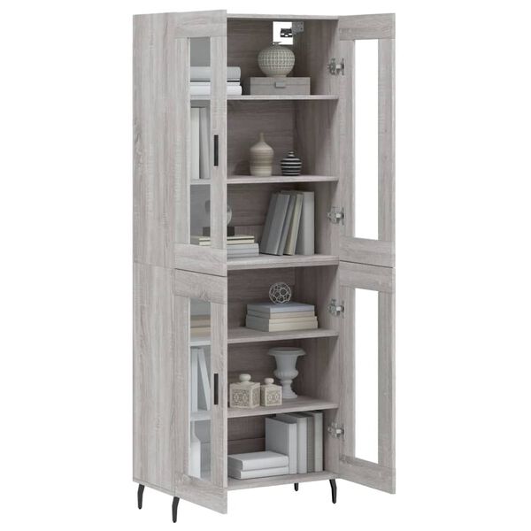 vidaXL Buffet haut Sonoma gris 69,5x34x180 cm Bois d'ing&eacute;nierie