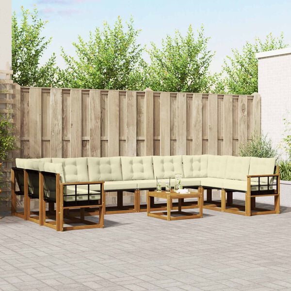 vidaXL Ensemble de canap&eacute;s d'ext&eacute;rieur 11 pcs Naturel et Cr&egrave;me