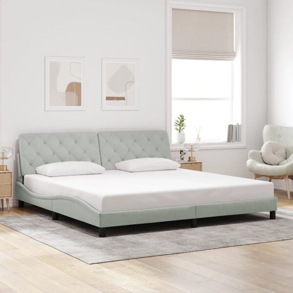 vidaXL Cadre de lit sans matelas gris clair 200x200 cm velours
