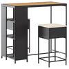 vidaXL Ensemble de bar de jardin 3 pcs avec coussins noir poly rotin