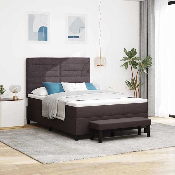 vidaXL Lit &agrave; ressorts avec matelas Marron fonc&eacute; 140 x 200 cm tissu