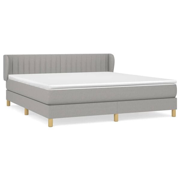 vidaXL Sommier &agrave; lattes de lit avec matelas Gris clair 180x200cm Tissu
