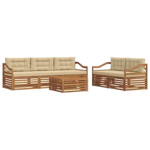 vidaXL Ensemble de canap&eacute;s d'ext&eacute;rieur 6 pc 5 place Naturel et Beige