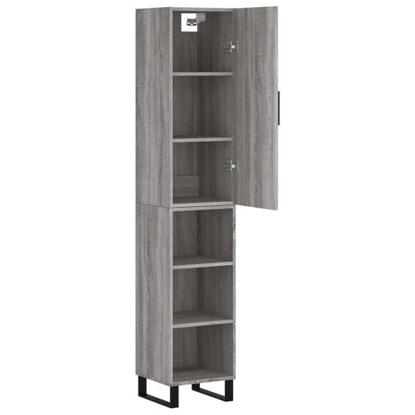 vidaXL Buffet haut Sonoma gris 34,5x34x180 cm Bois d'ing&eacute;nierie