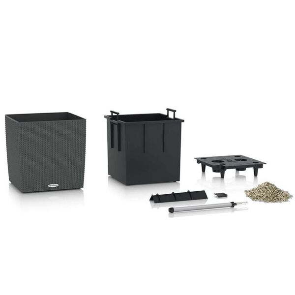 LECHUZA Jardinière CUBE Cottage 50 ALL-IN-ONE Granite