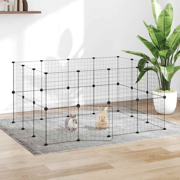 vidaXL Cage animaux de compagnie à 28 panneaux et porte Noir 35x35 cm
