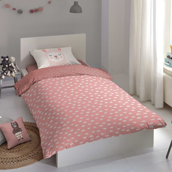 Good Morning Housse de couette pour enfants LAMA 140x200/220 cm Rose