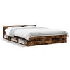 vidaXL Cadre de lit avec tiroirs sans matelas ch&ecirc;ne fum&eacute; 160x200 cm