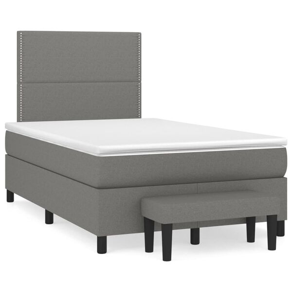 vidaXL Sommier &agrave; lattes de lit avec matelas Gris fonc&eacute; 120x200cm Tissu