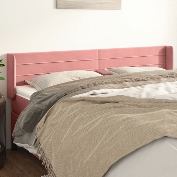 vidaXL T&ecirc;te de lit avec oreilles Rose 163x16x78/88 cm Velours