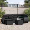 vidaXL Salon de jardin 7 pcs avec coussins noir r&eacute;sine tress&eacute;e