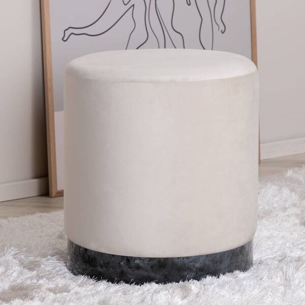 Venture Home Pouf Benji 35x35x42,5 cm Velours Beige et noir