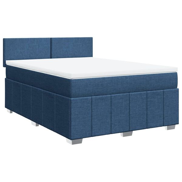 vidaXL Sommier &agrave; lattes de lit avec matelas Bleu 140x200 cm Tissu