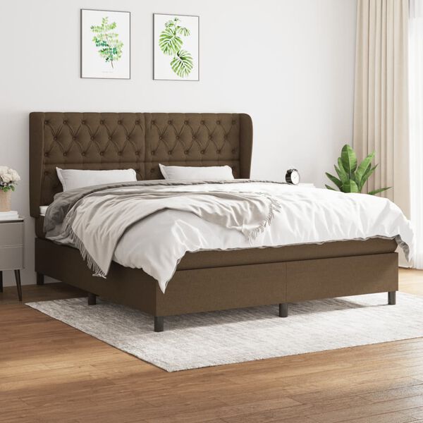 vidaXL Sommier &agrave; lattes de lit avec matelas Marron fonc&eacute; 160x200 cm