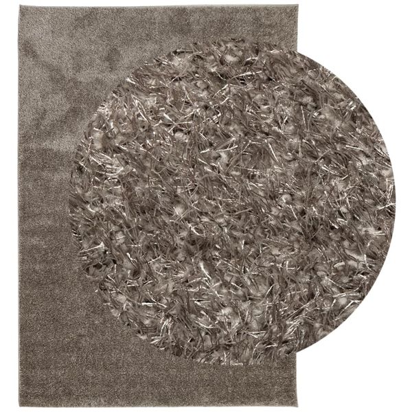 vidaXL Tapis ISTAN &agrave; poils longs aspect brillant gris 140x200 cm