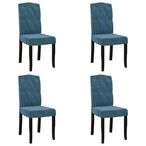 vidaXL Chaises &agrave; manger lot de 4 Bleu Velours