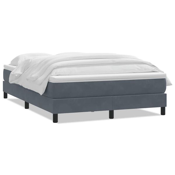vidaXL Sommier &agrave; lattes de lit et matelas gris fonc&eacute; 160x210cm velours