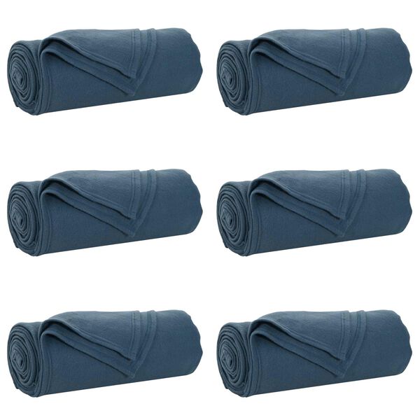 vidaXL Couvertures &agrave; jeter 6 pcs Bleu marine 170 x 130 cm Toison