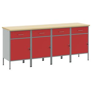 vidaXL Placard de travail 4 pcs Rouge et Gris 200 x 55 x 85 cm