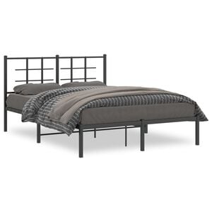 vidaXL Cadre de lit m&eacute;tal sans matelas avec t&ecirc;te de lit noir 140x200cm
