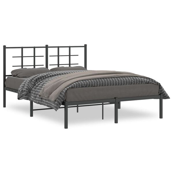 vidaXL Cadre de lit m&eacute;tal sans matelas avec t&ecirc;te de lit noir 140x200cm