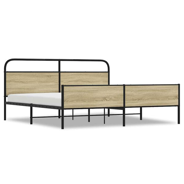 vidaXL Cadre de lit en métal sans matelas chêne sonoma 180x200 cm