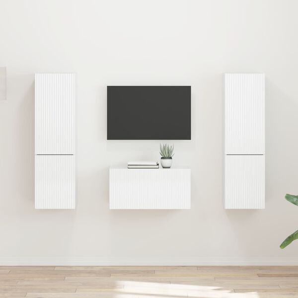vidaXL Ensemble meuble TV 5 pcs Blanc brillant Bois d'ing&eacute;nierie