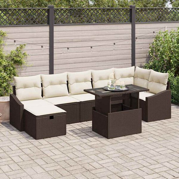vidaXL Ensemble de canapé de jardin 8 pcs Marron polyrotin