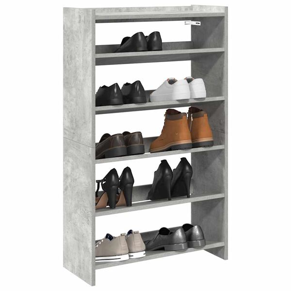 vidaXL &Eacute;tag&egrave;re &agrave; chaussures gris b&eacute;ton 60x25x100 cm bois d'ing&eacute;nierie