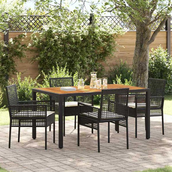 vidaXL Ensemble de salle &agrave; manger pour jardin 5 pcs Noir polyrotin